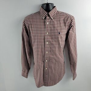 Vintage Ralph Lauren dress‎ shirt button down plaid red M mens 2609 classic